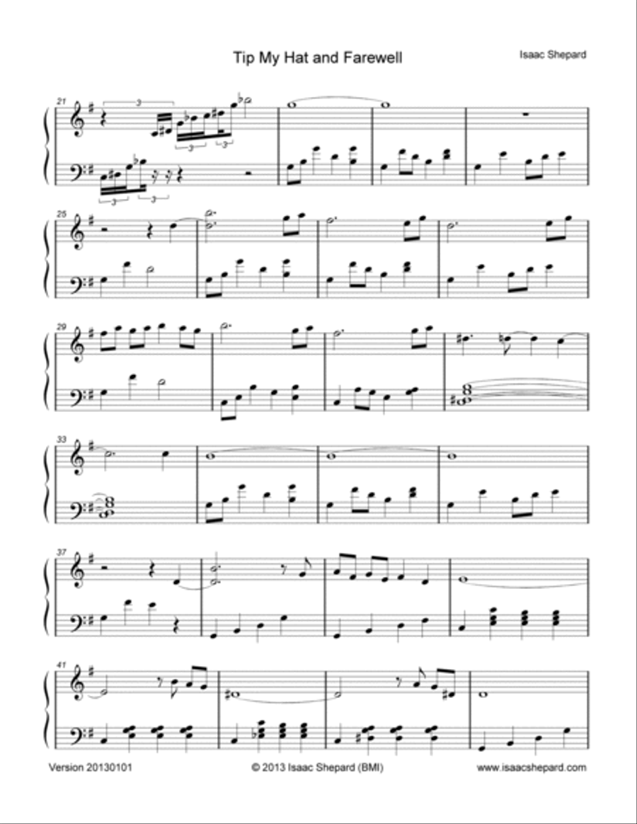 Tip My Hat and Farewell Piano Solo scores gallery preview page 2