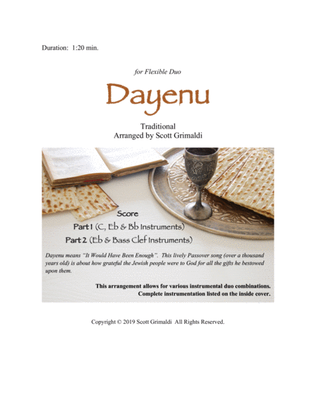 Book cover for Dayenu - for Flexible Duo (C, Eb, Bb & Bass Clef Instruments)