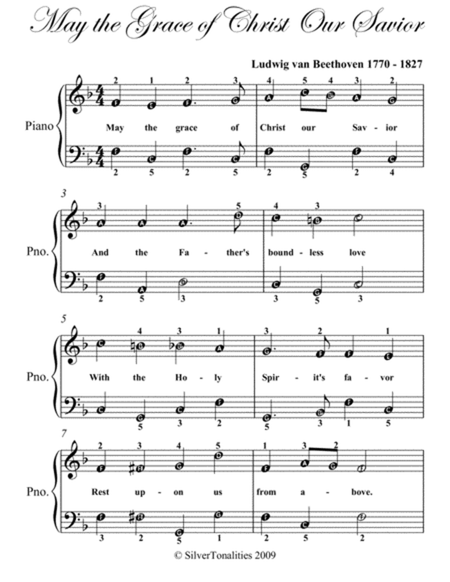 May the Grace of Christ Our Savior Easy Piano Sheet Music