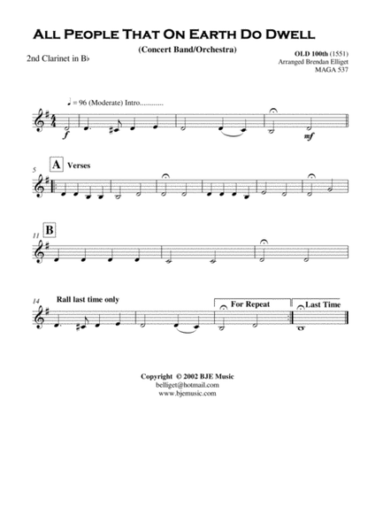 All People On Earth Do Dwell - Concert Band - Orchestra Score and Parts PDF image number null