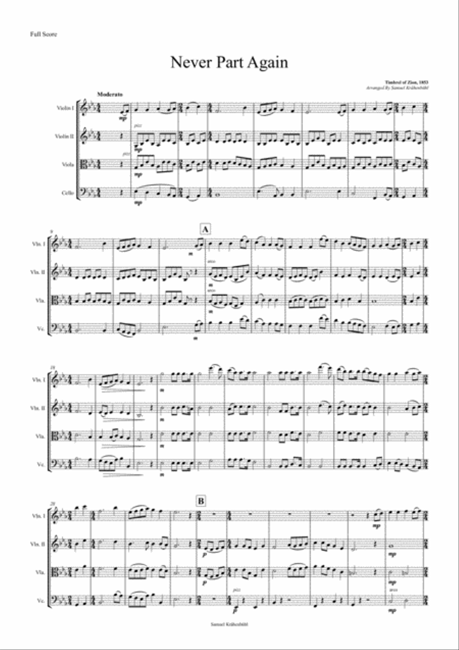 Never Part Again String Quartet scores gallery preview page 1