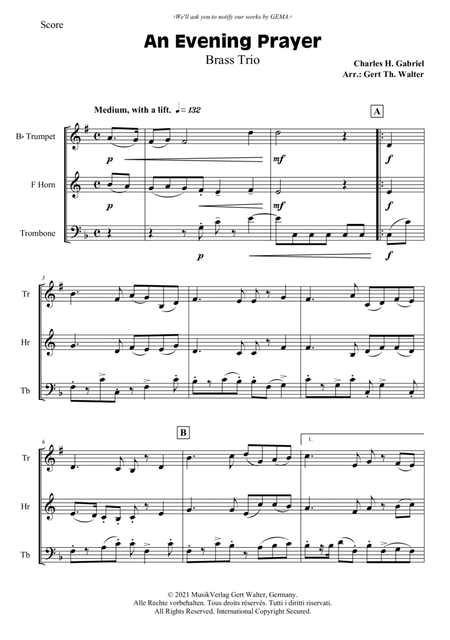 An Evening Prayer Horn scores gallery preview page 1