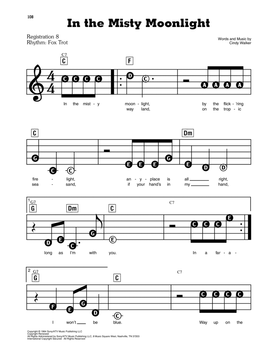 In The Misty Moonlight Electronic Keyboard scores gallery preview page 1