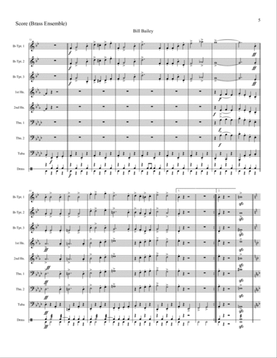 Bill Bailey, Won't You Please Come Home? Brass Ensemble scores gallery preview page 6