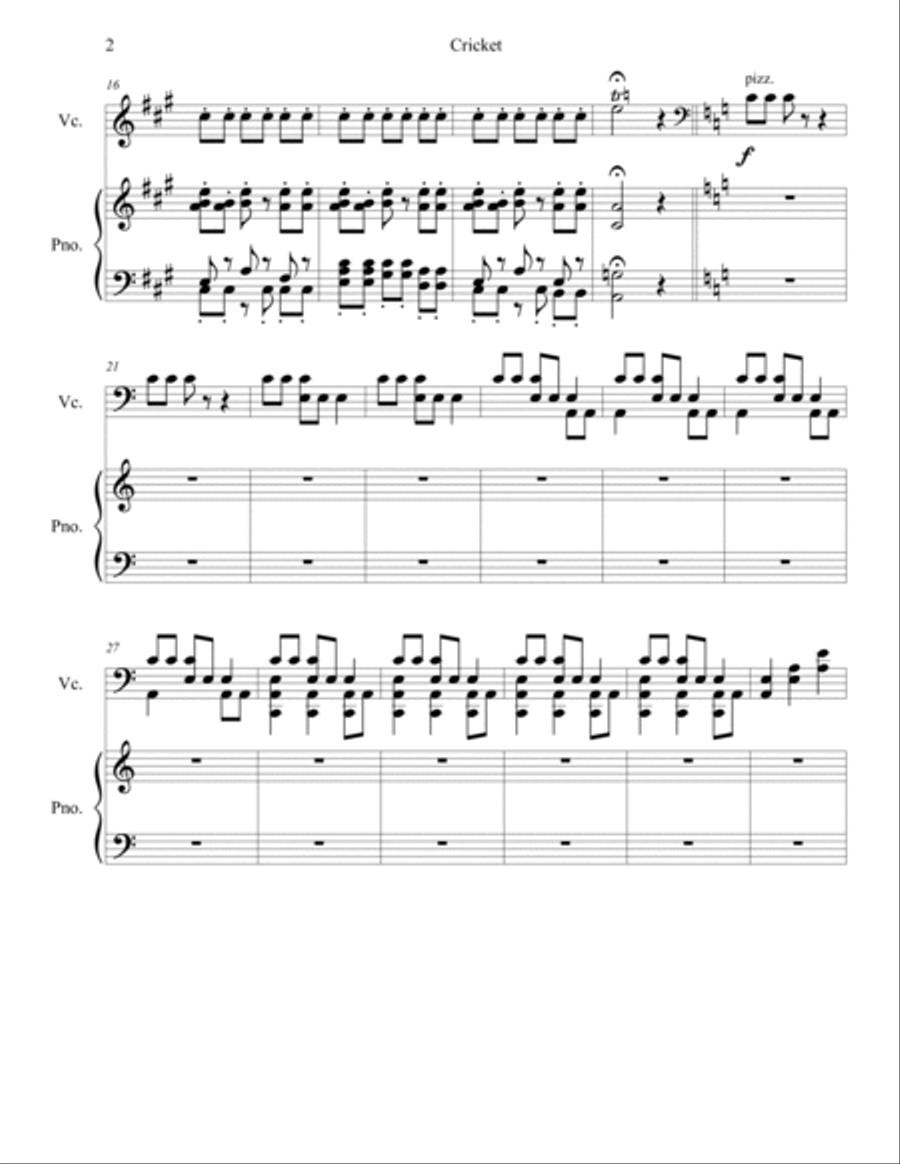 Cricket for Cello and Piano Piano scores gallery preview page 2
