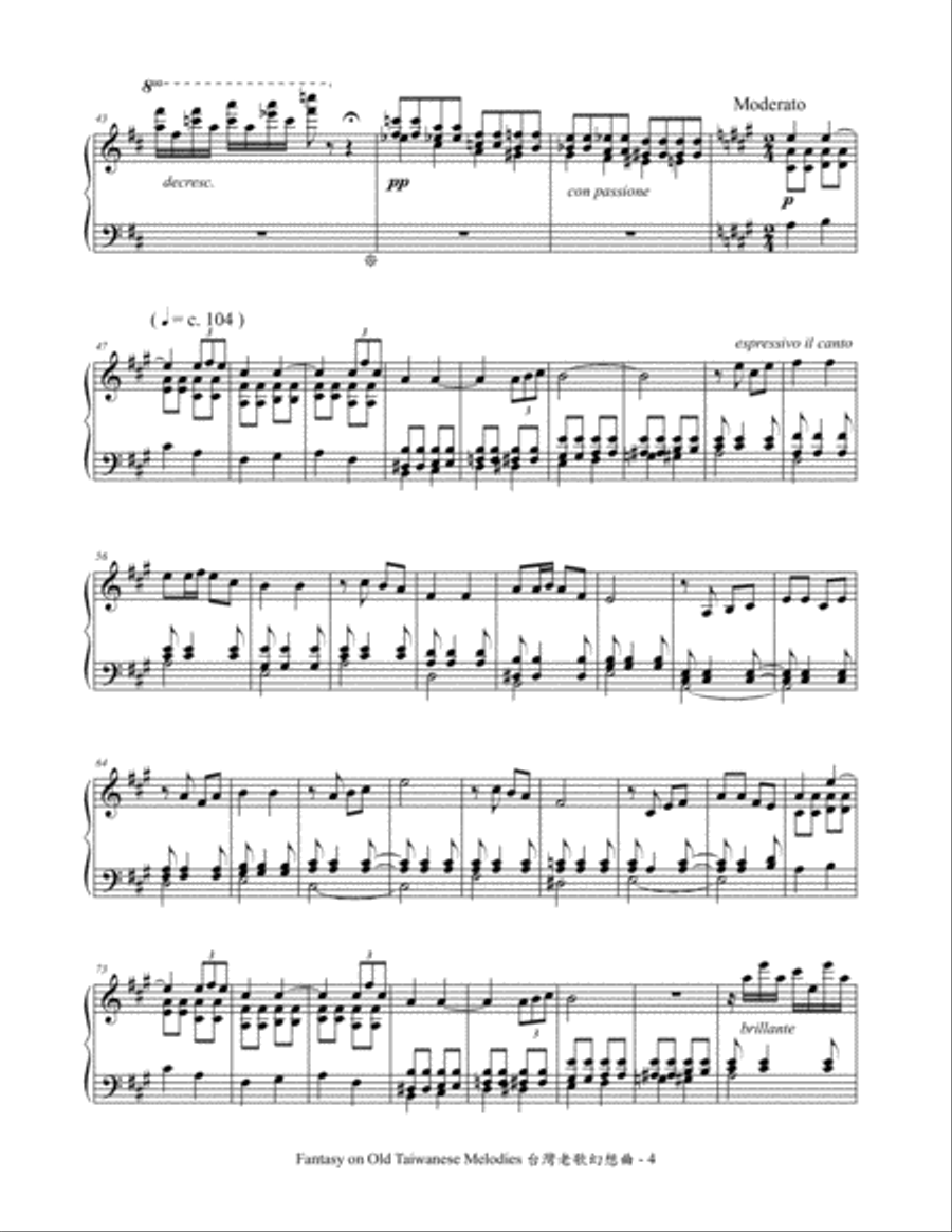 Fantasy on Old Taiwanese Melodies Piano Solo scores gallery preview page 4