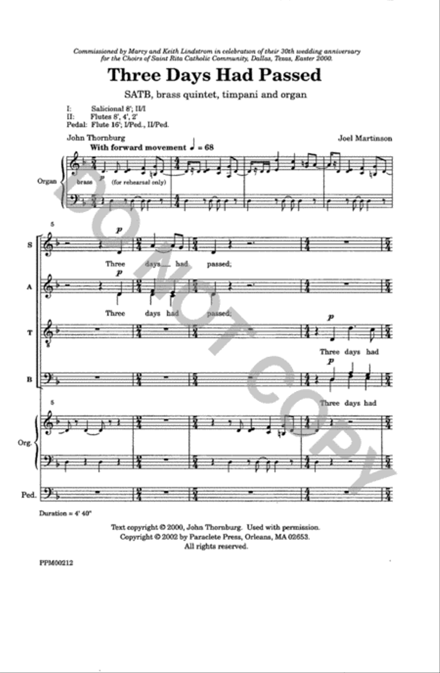 Three Days Had Passed 4-Part scores gallery preview page 2