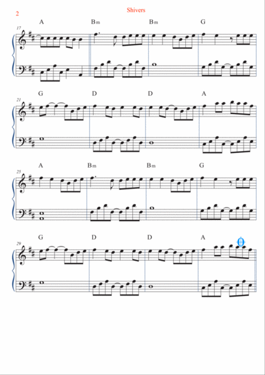 Shivers Easy Piano scores gallery preview page 2