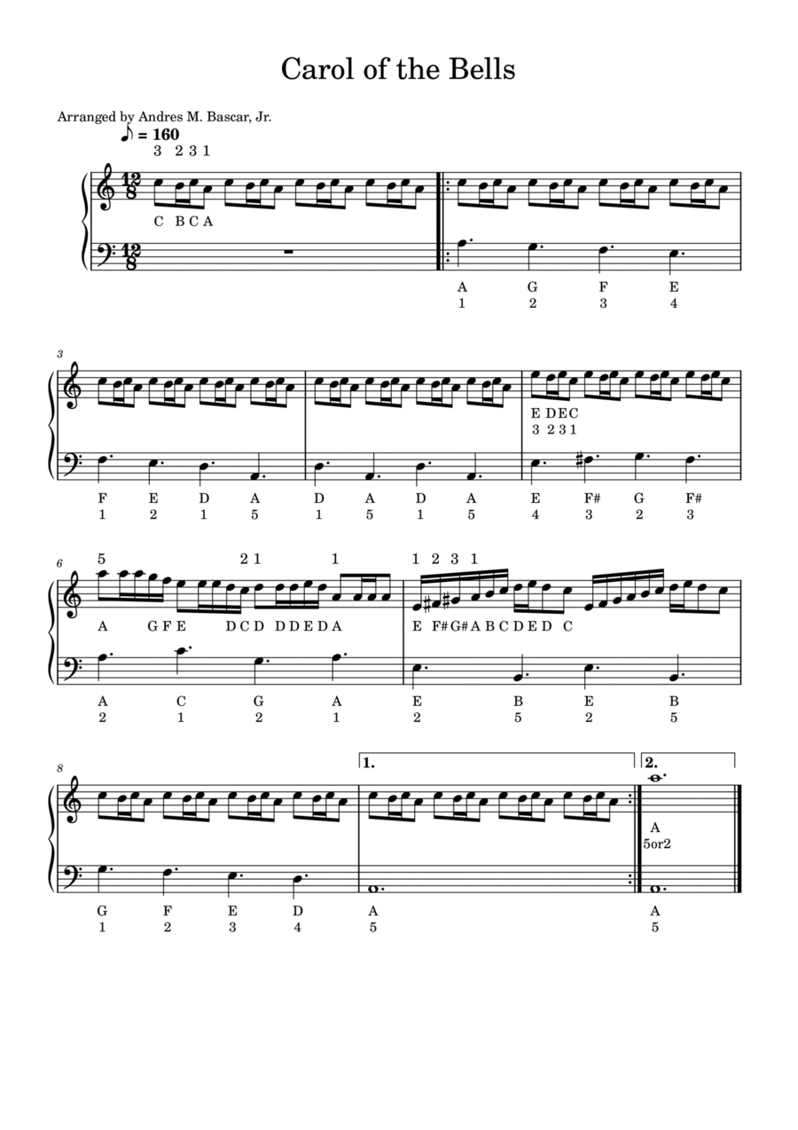 Carol of the Bells A Cappella scores gallery preview page 1