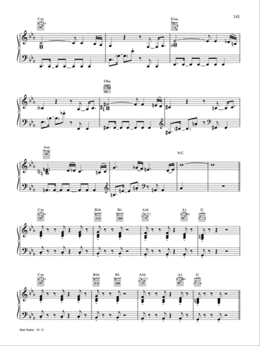 Qué Viyéra Piano, Vocal, Guitar scores gallery preview page 2