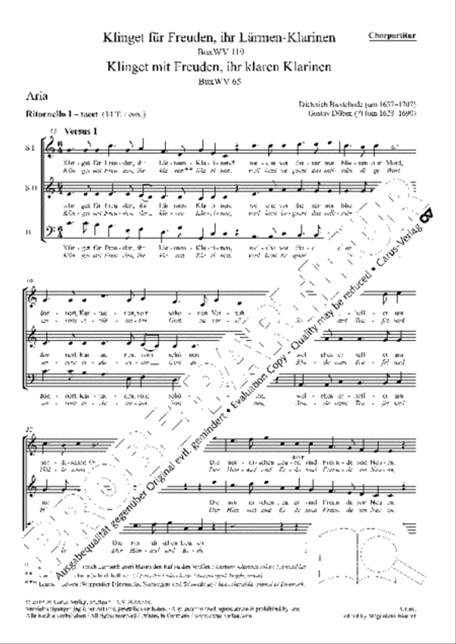Klinget fur Freuden, ihr Larmen-Klarinen BuxWV 119 / Klinget mit Freuden, ihr klaren Klarinen BuxWV 65 Choir scores gallery preview page 2