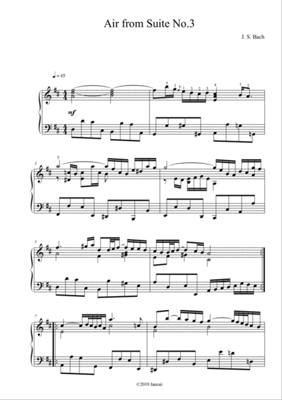 Air on the G String Piano Solo scores gallery preview page 1