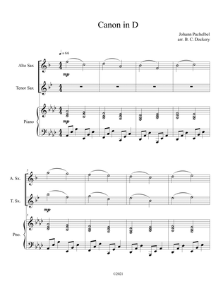 Book cover for Canon in D (Alto and Tenor Sax Duet) with Piano