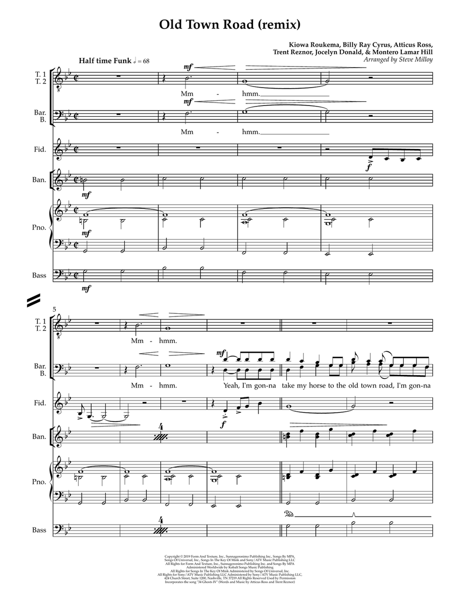 Old Town Road (Remix) Small Ensemble scores gallery preview page 1
