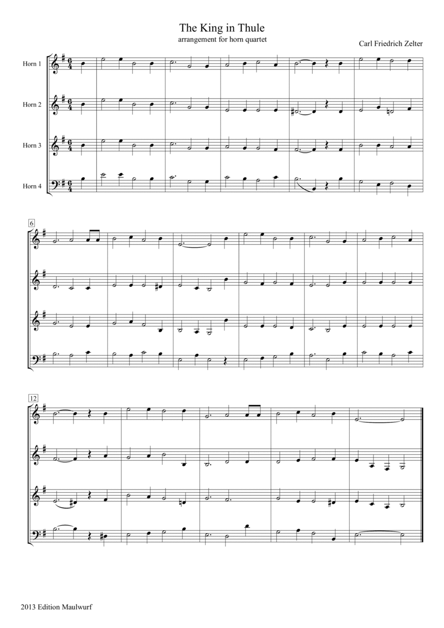 The King in Thule Brass Quartet scores gallery preview page 1