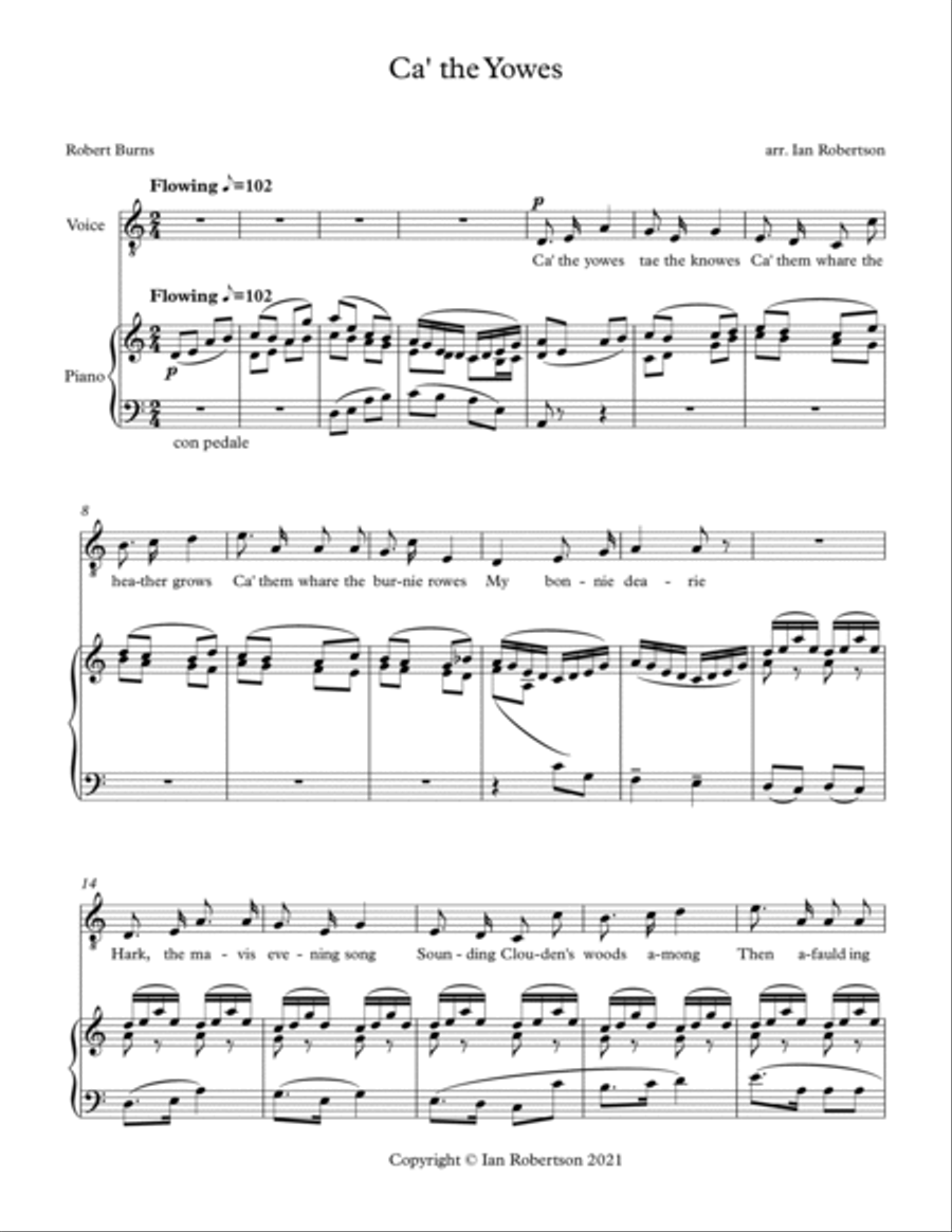Ca' the Yowes in a minor (Burns) Voice scores gallery preview page 2
