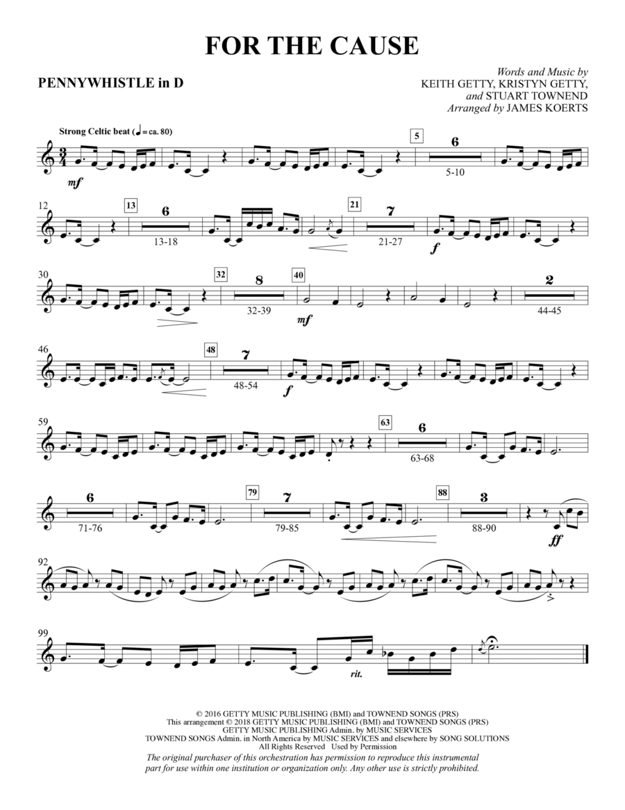 For the Cause (arr. James Koerts) - Pennywhistle in D