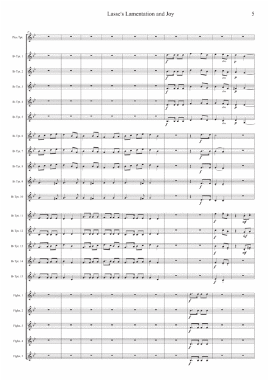 Lasse's Lamentation and Joy for 20/21 Trumpets or Treble Clef Instruments Large Ensemble scores gallery preview page 5