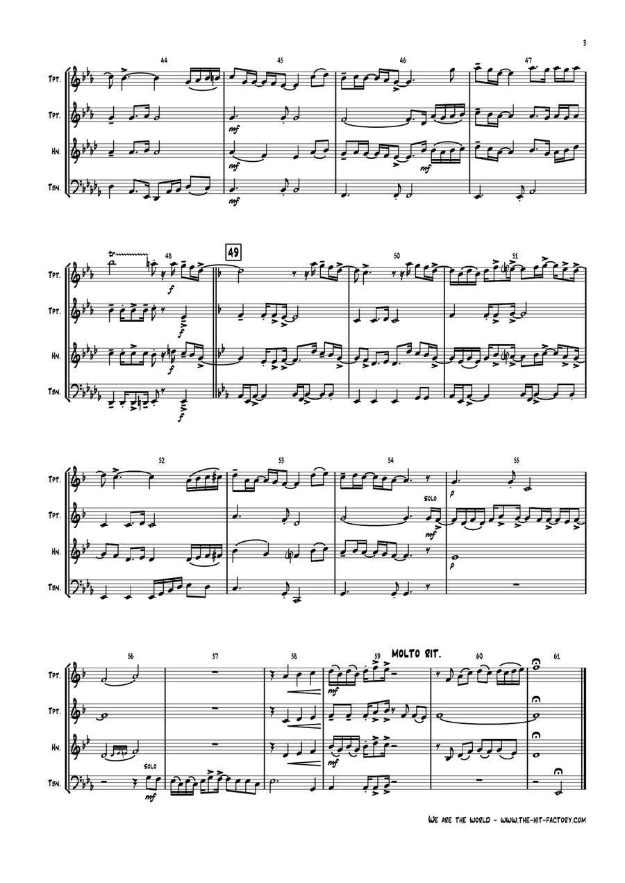 We Are The World Brass Ensemble scores gallery preview page 3