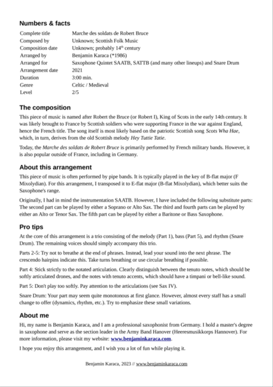 Marche des soldats de Robert Bruce Saxophone Quintet scores gallery preview page 2