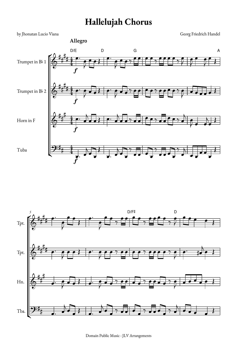 Hallelujah Chorus Brass Quartet scores gallery preview page 1
