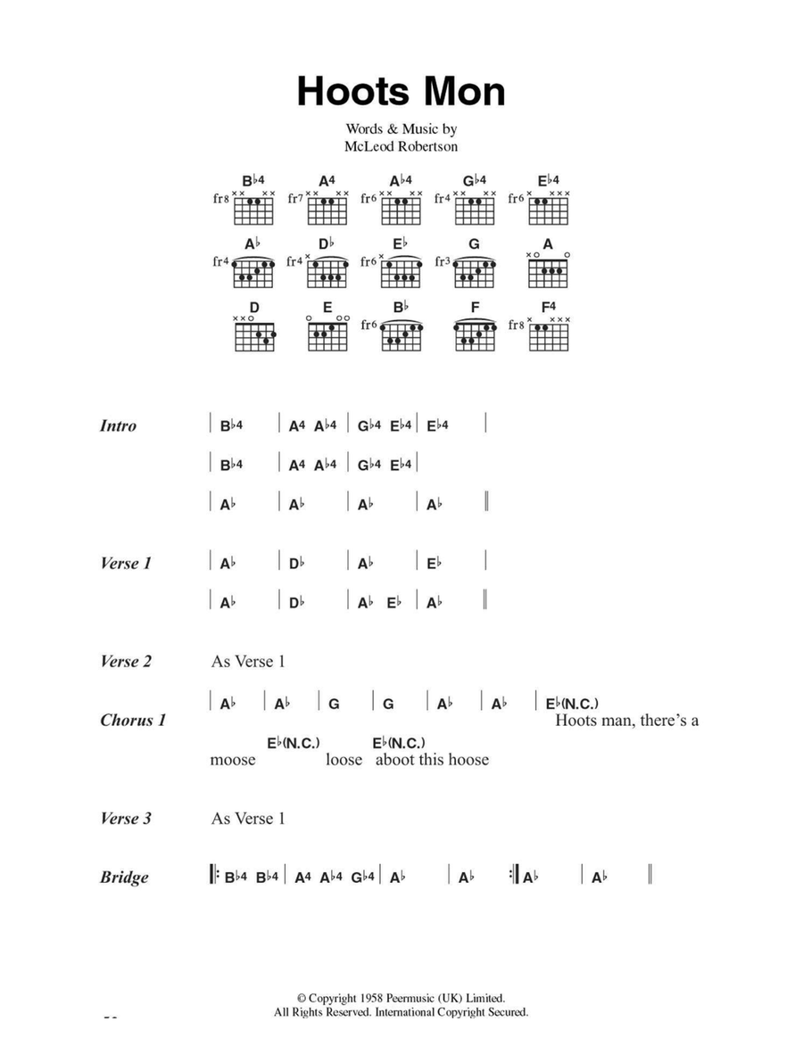 Hoots Mon Hoots Mon Easy Guitar scores gallery preview page 1