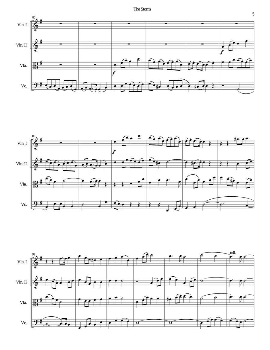 The Storm arranged for string quartet String Quartet scores gallery preview page 5