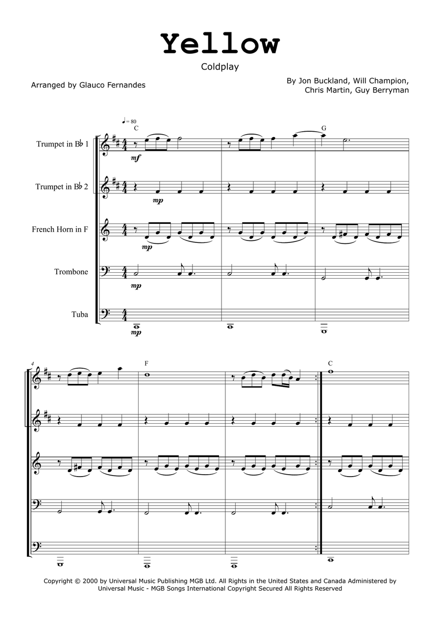 Yellow Brass Quintet scores gallery preview page 1