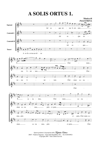 A SOLIS ORTUS - Hymnus for 3,4,5 mixed voices - G.P.L. Palestrina