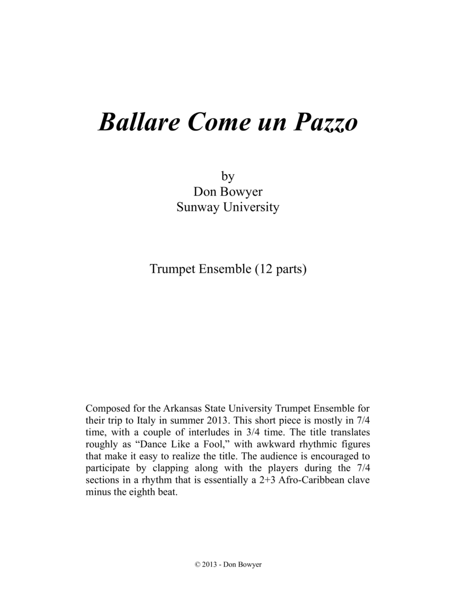 Ballare Come un Pazzo (Letter size) 2-Part scores gallery preview page 1