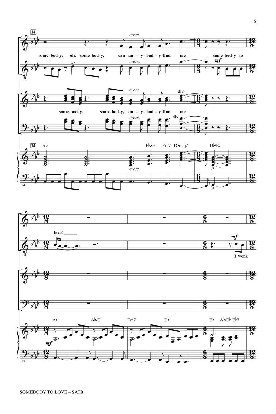 Somebody To Love (arr. Roger Emerson) 4-Part scores gallery preview page 4