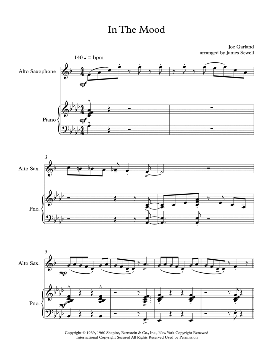 In The Mood In The Mood Alto Saxophone scores gallery preview page 1