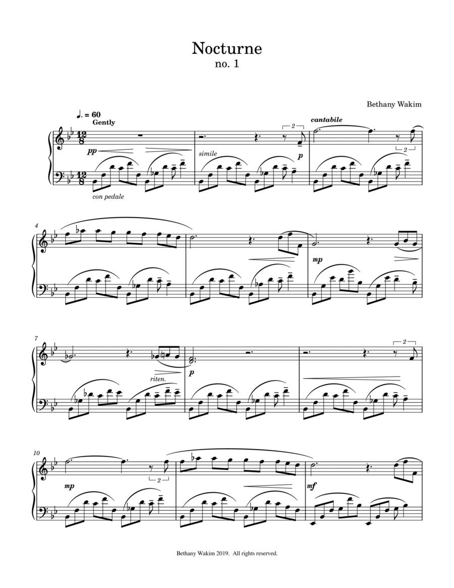 Nocturne no. 1 Piano Solo scores gallery preview page 1