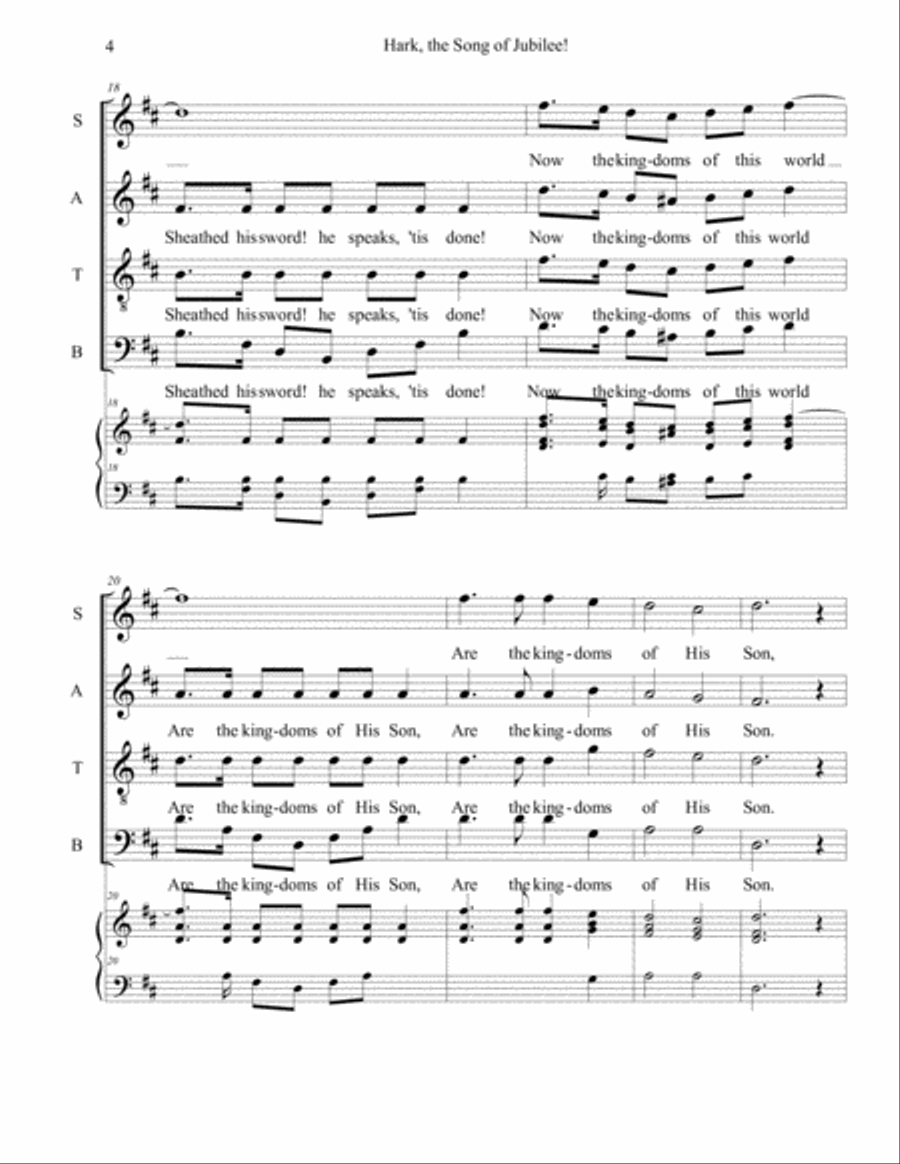 Hark, the Song of Jubilee! 4-Part scores gallery preview page 4