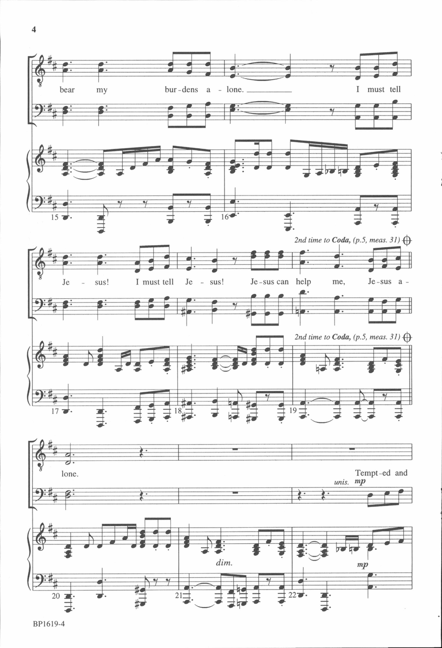 I Must Tell Jesus - TTBB TTBB scores gallery preview page 4