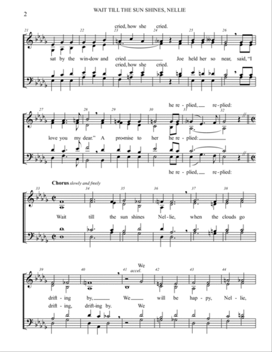 Wait Till the Sun Shines Nellie 4-Part scores gallery preview page 2