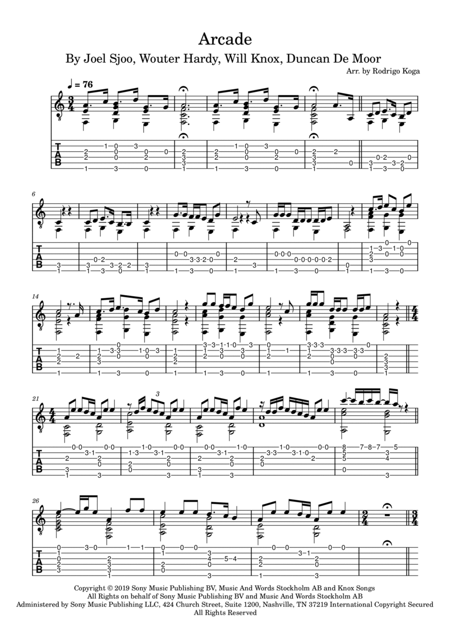Arcade Arcade Electric Guitar scores gallery preview page 1