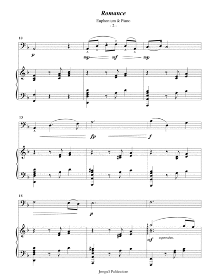 Saint-Saens: Romance for Euphonium & Piano Euphonium scores gallery preview page 2