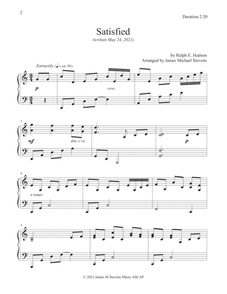 Satisfied - Piano Hymn Arrangement image number null