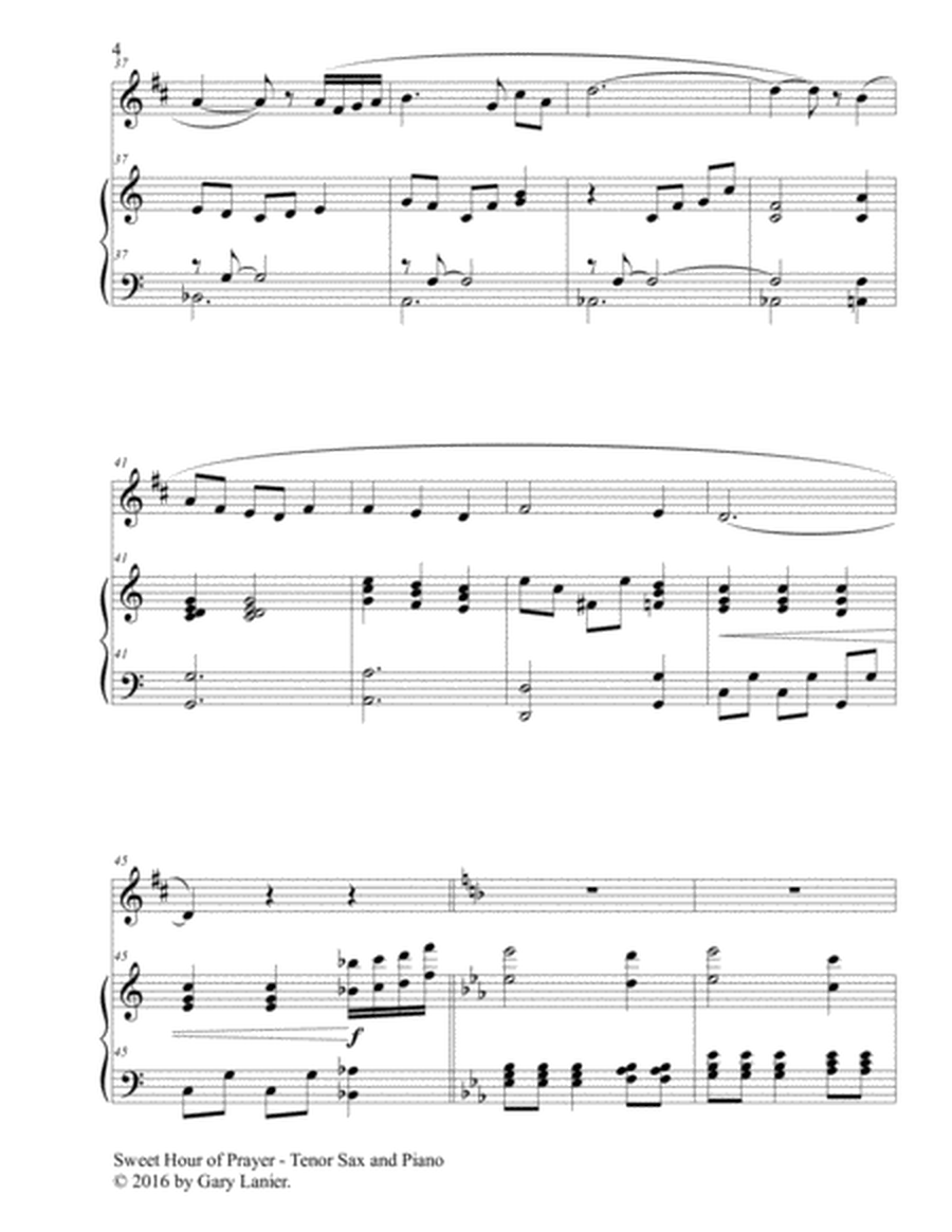 SWEET HOUR OF PRAYER (Duet – Tenor Sax & Piano with Score/Part) image number null