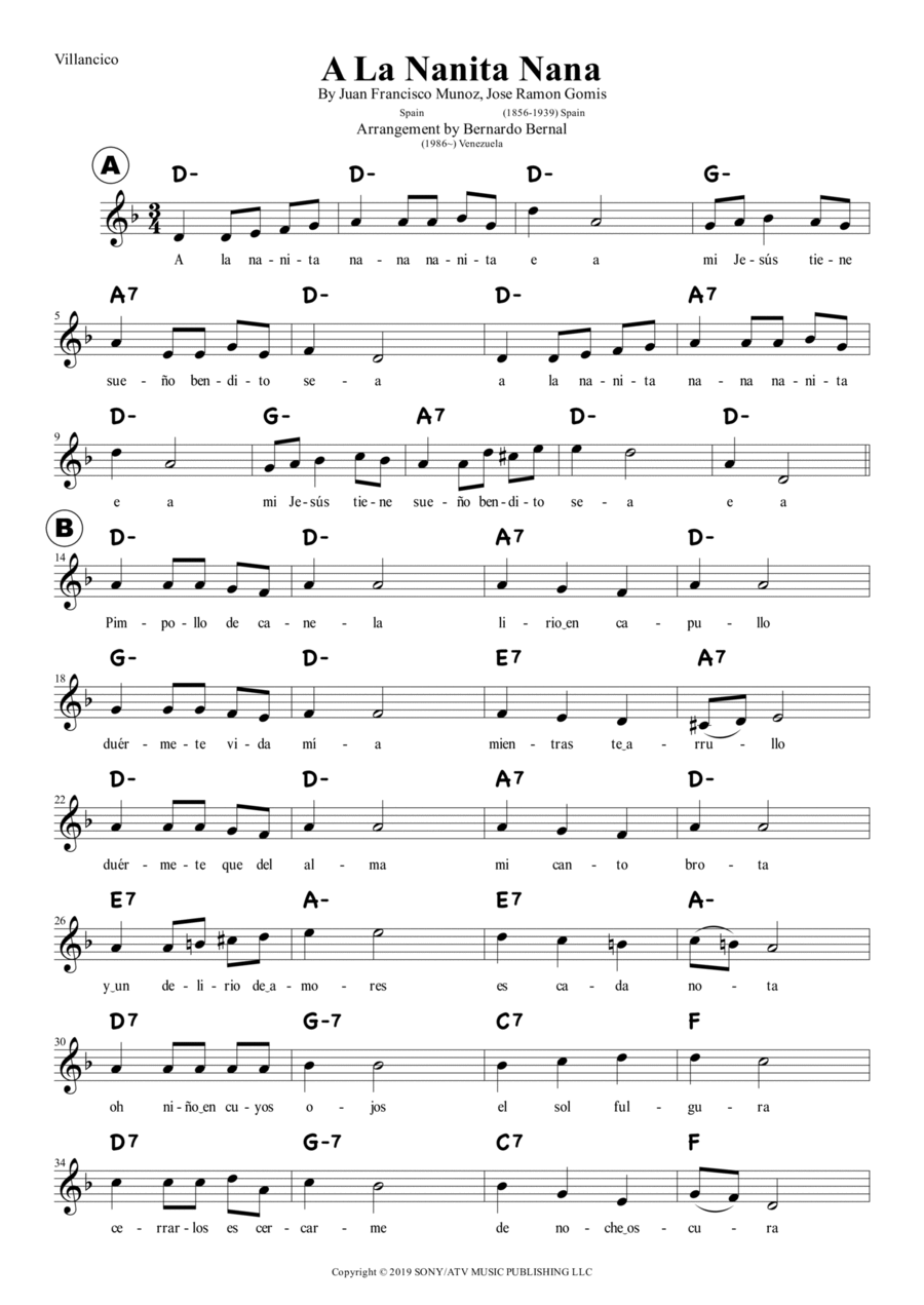 A La Nanita Nana Piano scores gallery preview page 1