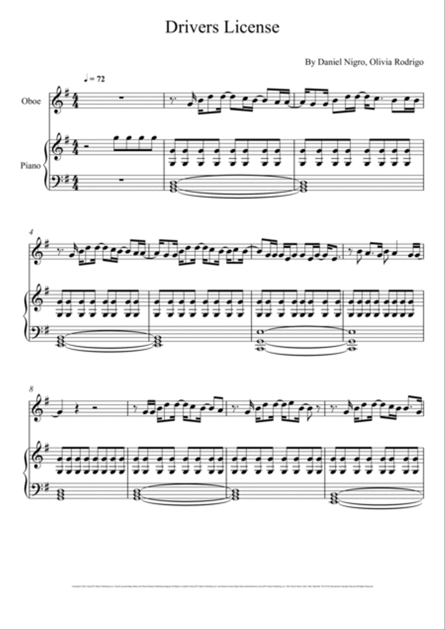 Drivers License Piano scores gallery preview page 1