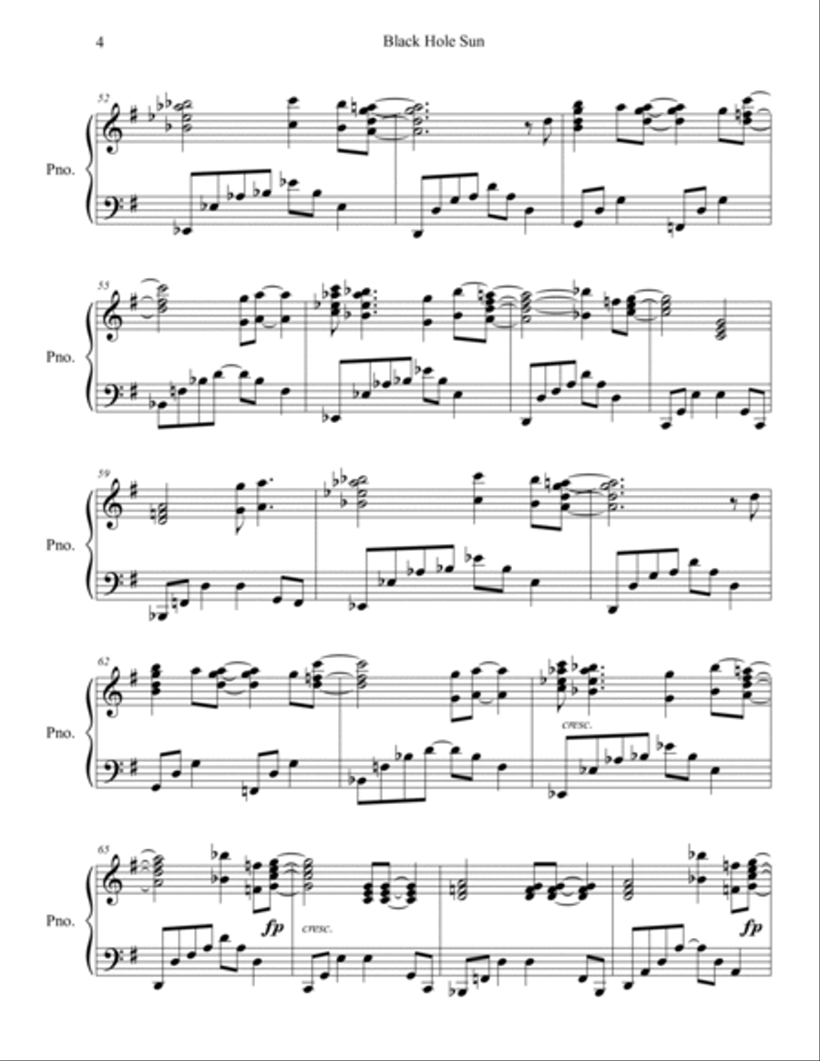 Black Hole Sun Piano Solo scores gallery preview page 4