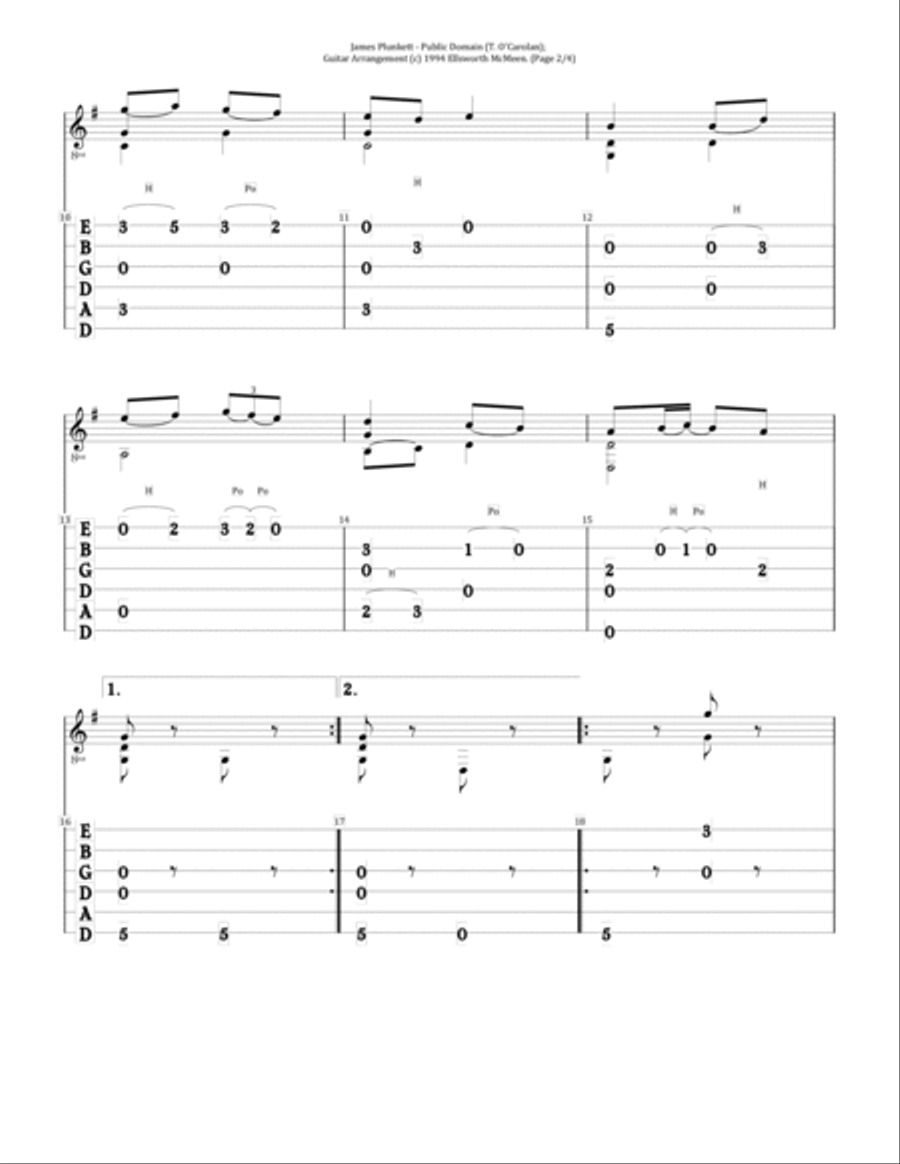 James Plunkett (For Fingerstyle Guitar Tuned Drop D) Acoustic Guitar scores gallery preview page 2