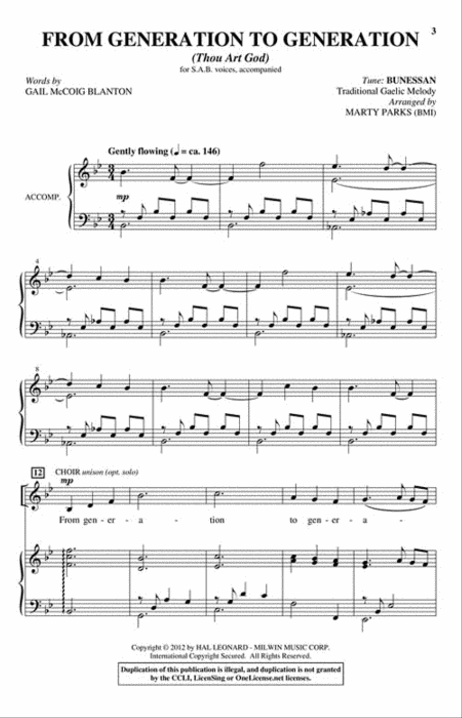 From Generation to Generation (Thou Art God) 3-Part scores gallery preview page 2