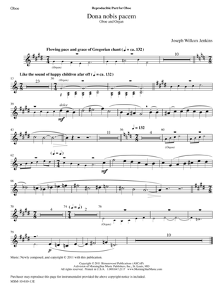 Dona nobis pacem from Six Pieces for Organ, Volume 2 (Downloadable Oboe Part)