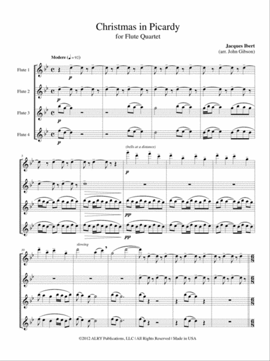 Christmas in Picardy for Flute Quartet Flute Quartet scores gallery preview page 2