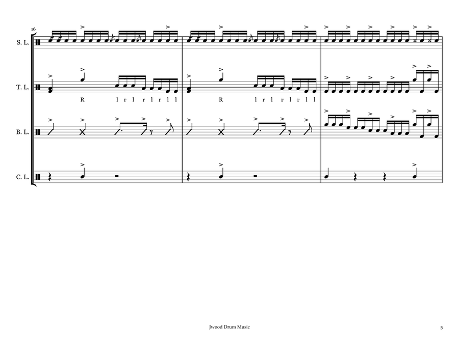 Sliced Melons (Drumline Cadence) Marching Band scores gallery preview page 5