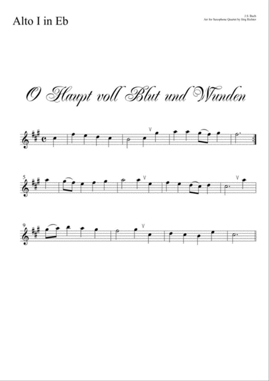 Oh head, full of blood and wounds (O Haupt voll Blut und Wunden, EG 85) for Saxophone Quartet Saxophone Quartet scores gallery preview page 3