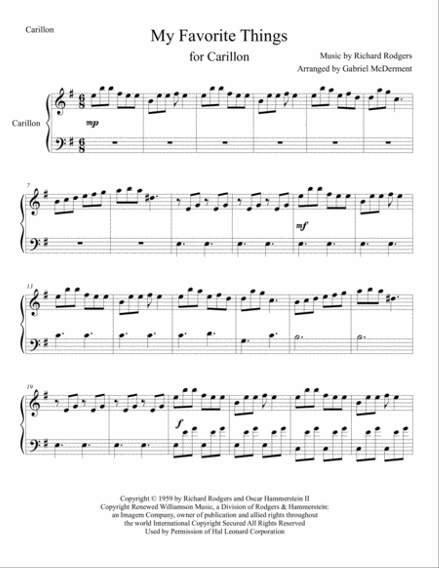 My Favorite Things Glockenspiel scores gallery preview page 1
